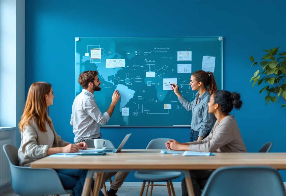 image of students collaborating on a project (for a edtech)